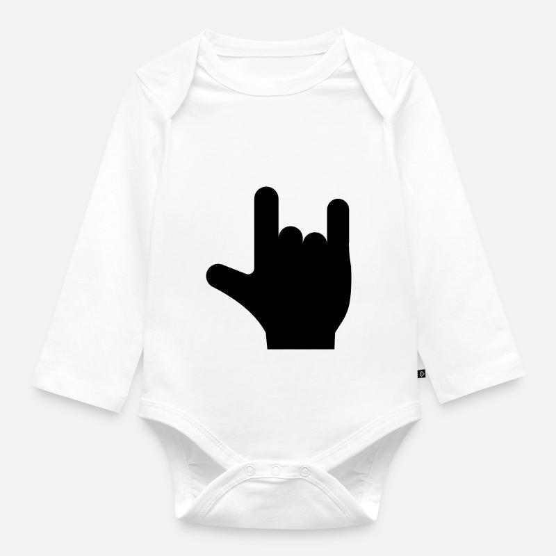Rock n Roll Hand - Baby Bio-Langarm-Body - Weiß