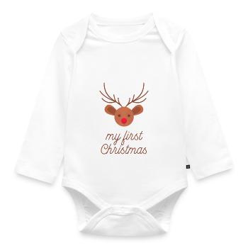 my first christmas Rudolf - Baby Bio-Langarm-Body - Weiß - Vorne