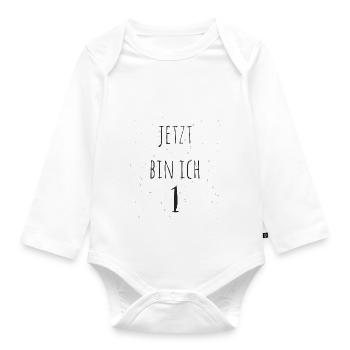 Jetzt bin ich 1 - Sterne - Baby Bio-Langarm-Body - Weiß - Vorne