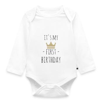 Il est mon premier anniversaire - Body Bébé bio manches longues - blanc - Devant