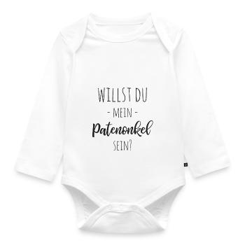 Willst du mein Patenonkel sein? - Baby Bio-Langarm-Body - Weiß - Vorne