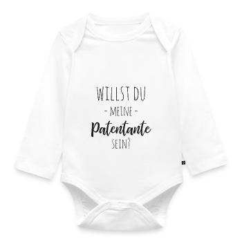 willst du meine Patentante sein? - Baby Bio-Langarm-Body - Weiß - Vorne