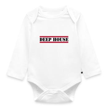 Deep House with red lines - Organic Longsleeve Baby Bodysuit - white - Front
