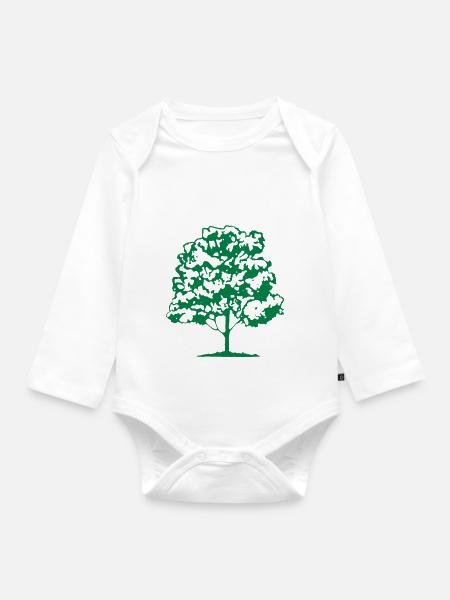 baum - Baby Bio-Langarm-Body - Weiß