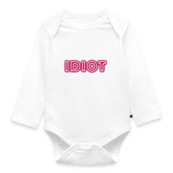 Idiot Geschenkidee - Baby Bio-Langarm-Body - Weiß - Vorne