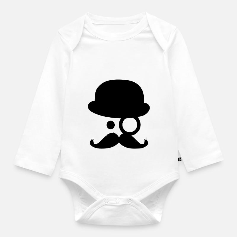 Moustache - by www.CodeShirt24.de - Body Bébé bio manches longues - blanc
