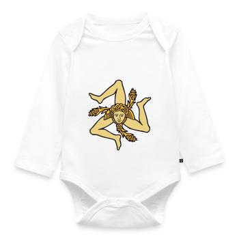Sicile Trinacria drapeau Sicilien Sicilia - Body Bébé bio manches longues - blanc - Devant