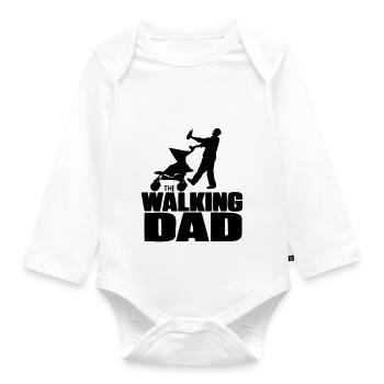 zombie dad humor funny fun daddy - Organic Longsleeve Baby Bodysuit - white - Front