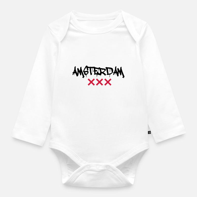 amsterdam - Baby Bio-Langarm-Body - Weiß