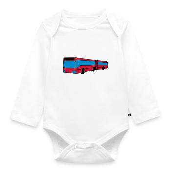 Bus - Baby Bio-Langarm-Body - Weiß - Vorne