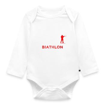 Biathlon Evolution Biathlete Saying - Organic Longsleeve Baby Bodysuit - white - Front