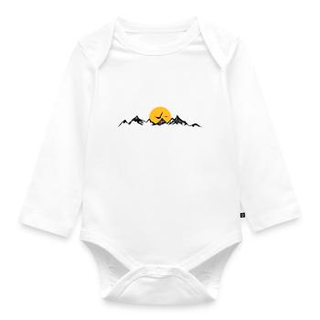 BERGE Gebirge Landschaft Silhouette Panorama - Baby Bio-Langarm-Body - Weiß - Vorne
