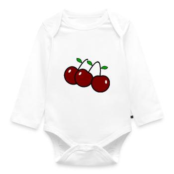 cherries - Organic Longsleeve Baby Bodysuit - white - Front