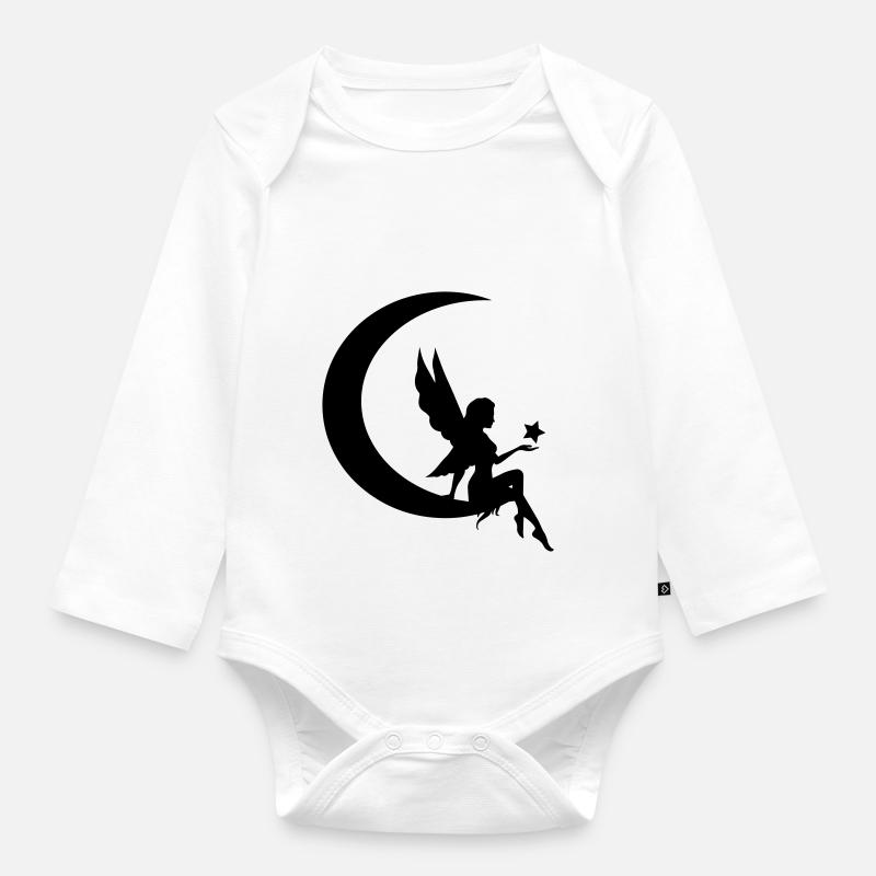 Étoile de lune féerique - Body Bébé bio manches longues - blanc
