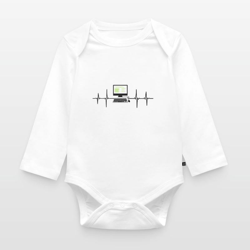 Computer EKG Herzschlag Programmierer PC Nerd Baby Bio-Langarm-Body
