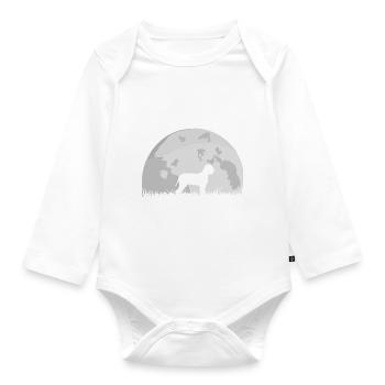 Lagotto Romagnolo full moon moon silhouette - Organic Longsleeve Baby Bodysuit - white - Front