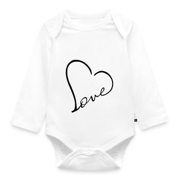 Love Heart Heart - Organic Longsleeve Baby Bodysuit - white - Front