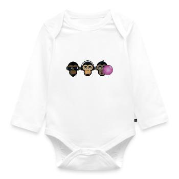 Three Monkey´s - Baby Bio-Langarm-Body - Weiß - Vorne