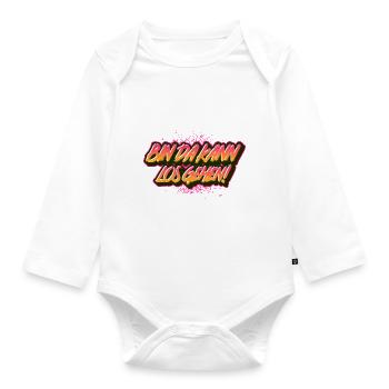 Bin da kann los gehen Spruch Shirt Geschenkidee - Baby Bio-Langarm-Body - Weiß - Vorne