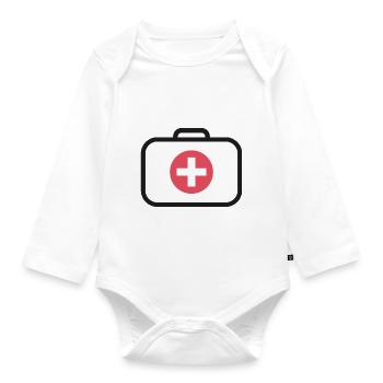 First aid medicine suitcase - Organic Longsleeve Baby Bodysuit - white - Front