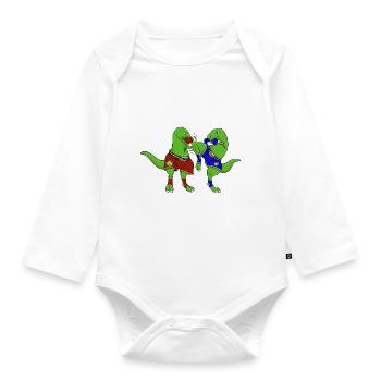 Dinosaure Muay Thai Sport de combat idée cadeau - Body Bébé bio manches longues - blanc - Devant