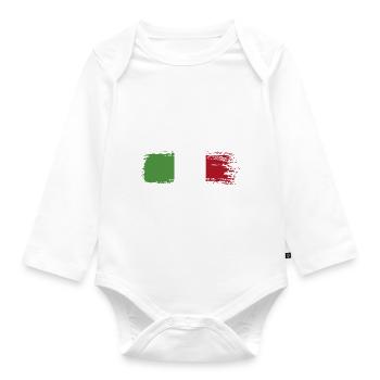 Fabriqué en Italie - Drapeau de l’Italie - Body Bébé bio manches longues - blanc - Devant