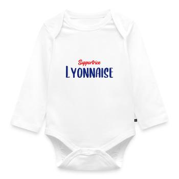 Supportrice Lyonnaise - Fan de sport et de Lyon - Body Bébé bio manches longues - blanc - Devant
