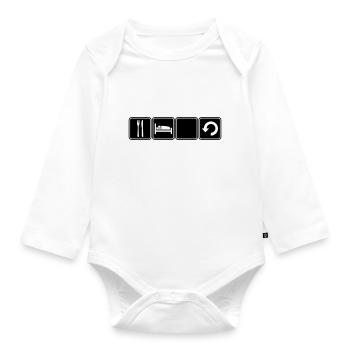 Eat Sleep Repeat - Organic Longsleeve Baby Bodysuit - white - Front