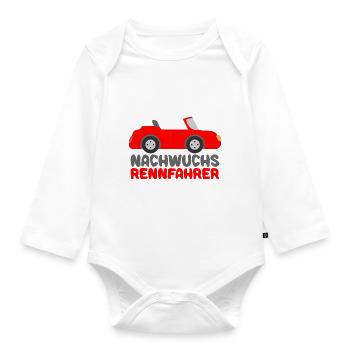 Nachwuchs Auto Rennfahrer Rennwagen Baby Jungen - Baby Bio-Langarm-Body - Weiß - Vorne