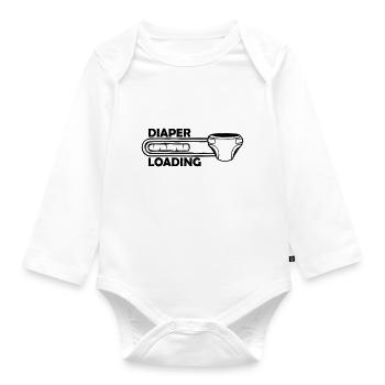 Windel Diaper Loading - Baby Bio-Langarm-Body - Weiß - Vorne