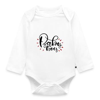 Papas Boy Junge Daddy Dad Baby - Baby Bio-Langarm-Body - Weiß - Vorne