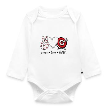 Peace Love Darts - Organic Longsleeve Baby Bodysuit - white - Front