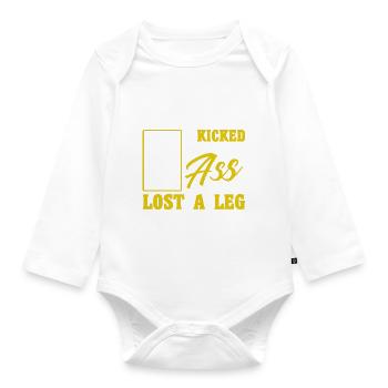 Handicap Amputee Amputation Prosthetic Leg - Organic Longsleeve Baby Bodysuit - white - Front
