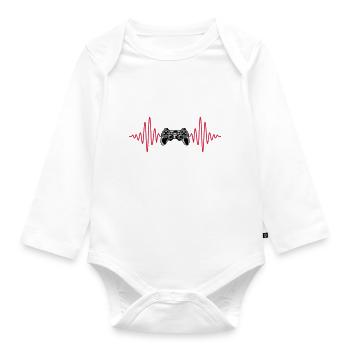 Puls Konsole Retro Controller - Baby Bio-Langarm-Body - Weiß - Vorne