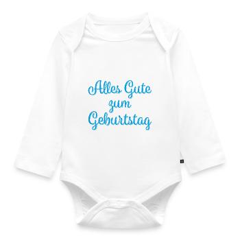 Alles Gute Zum Geburtstag Gratulieren Glückwunsch - Baby Bio-Langarm-Body - Weiß - Vorne