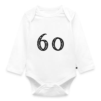60 YEARS. 60th ANNIVERSARY. ANNIVERSARY 60 YEARS.60 - Organic Longsleeve Baby Bodysuit - white - Front