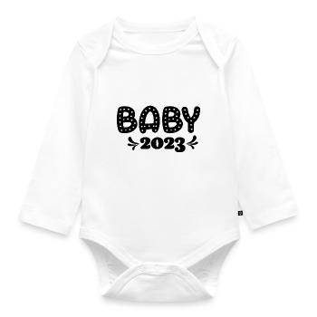 Baby 2023 Pregnancy Announce Baby Birth - Organic Longsleeve Baby Bodysuit - white - Front