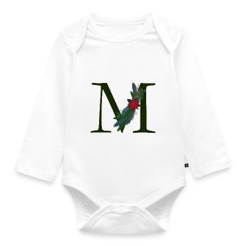 M – dekoratives Schriftzeichen – Weihnachten - Baby Bio-Langarm-Body - Weiß - Vorne