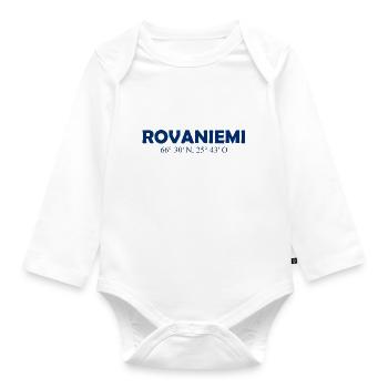 Rovaniemi - Finland - Coordinates - Longitude - Organic Longsleeve Baby Bodysuit - white - Front