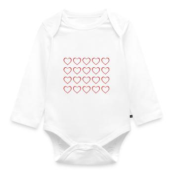 Herz Muster Geschenkidee - Baby Bio-Langarm-Body - Weiß - Vorne