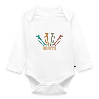 Instrument à vent Benito - Body Bébé bio manches longues - blanc - Devant