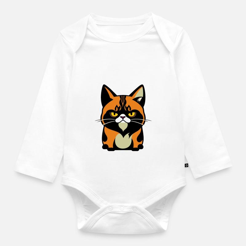 Chat - Body Bébé bio manches longues - blanc