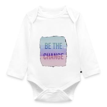 Be The Change - Organic Longsleeve Baby Bodysuit - white - Front