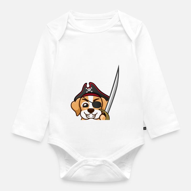 Pirat Captain Blackskull - Baby Bio-Langarm-Body - Weiß
