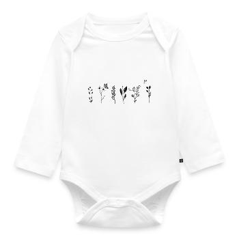 Minimalistische Wildblumen - Botanisches Geschenk - Baby Bio-Langarm-Body - Weiß - Vorne