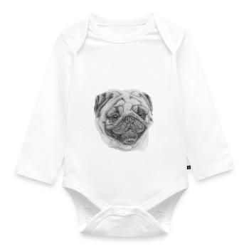 Mops Mops 2 - Baby Bio-Langarm-Body - Weiß - Vorne