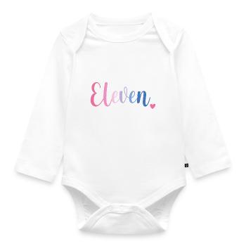 Elfter Geburtstag 11 Mädchen Eleven Herz Elf Jahre - Baby Bio-Langarm-Body - Weiß - Vorne