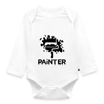painting painter - Baby Bio-Langarm-Body - Weiß - Vorne