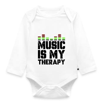 music is my therapy - Organic Longsleeve Baby Bodysuit - white - Front