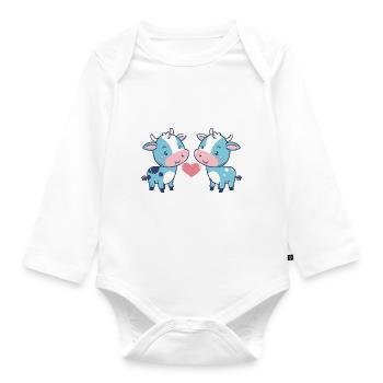 Cow Couple Love Couple In Love - Organic Longsleeve Baby Bodysuit - white - Front